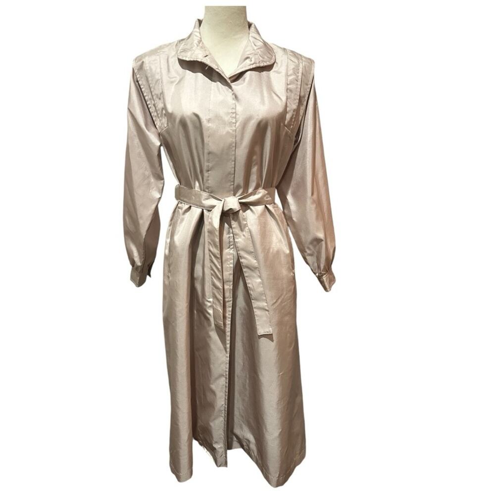ALORNA Vintage Champagne Metallic Belted Trench Coat